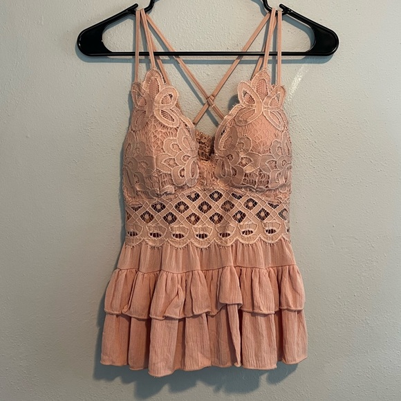 Pink Lace Ruffle Tank - Picture 3 of 3